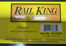 Load image into Gallery viewer, O - MTH RailKing 30-75522 Pennsylvania 4-Bay Cylindrical Hopper PRR260112 O11389
