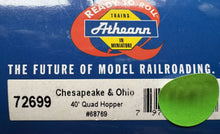 Load image into Gallery viewer, HO Scale - Athearn 72699 Chesapeake &amp; Ohio 40&#39; Quad Hopper C&amp;O68769 HO11710
