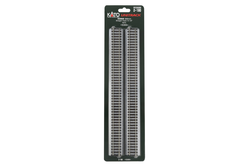 HO Scale - Kato 2-180 Unitrack 369mm (14-1/2″) Straight Track, (4 ea) HO11700