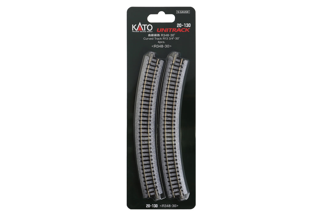 N Scale - Kato 20-130 N R348-30 Curved Track (4 ea) (13 3/4-30d) N11440