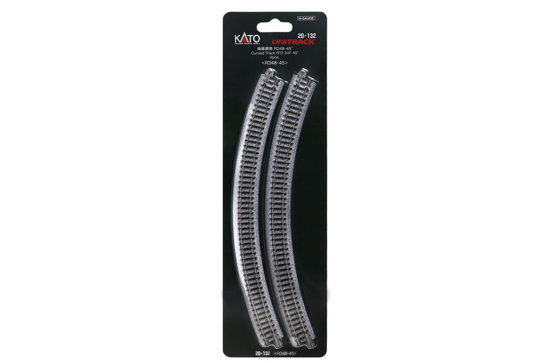 N Scale - Kato 20-132 N R348-45 Curved Track (4 ea) (13 3/4-45d) N11439