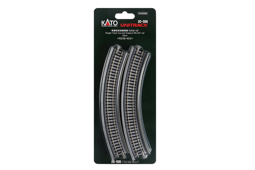 N Scale - Kato 20-505 N Single Viaduct Curve R249- 45d, (2 ea) N11449