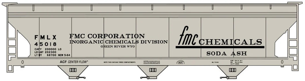 HO - AccuRail 2120 FMC Chemicals 3-Bay ACF Covered Hopper Kit FMLX45018 HO12623