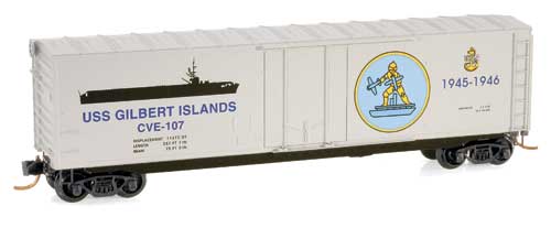 N Scale - MTL 03800406 USS Gilbert Islands 50' Plug Door Boxcar CVE-107 N11401