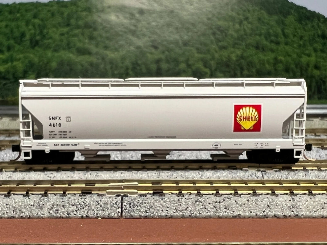 N Scale - MTL 94210 Shell Oil Company 3-Bay ACF Centerflow Hopper SNFX 4610 N6256