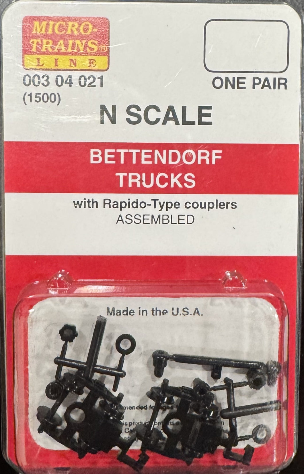 N Scale - MTL 00304021 (N) Bettendorf Trucks w/ Rapido-Type Couplers (1 pr) N11639