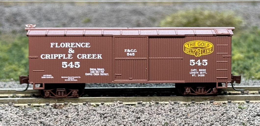 NN3 Scale - Florence & Cripple Creek Wood Sheathed Boxcar #545 NN8011