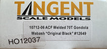 Load image into Gallery viewer, HO Scale - Tangent 10712-06 Wabash 70 Ton ACF Gondola #12649 HO12037
