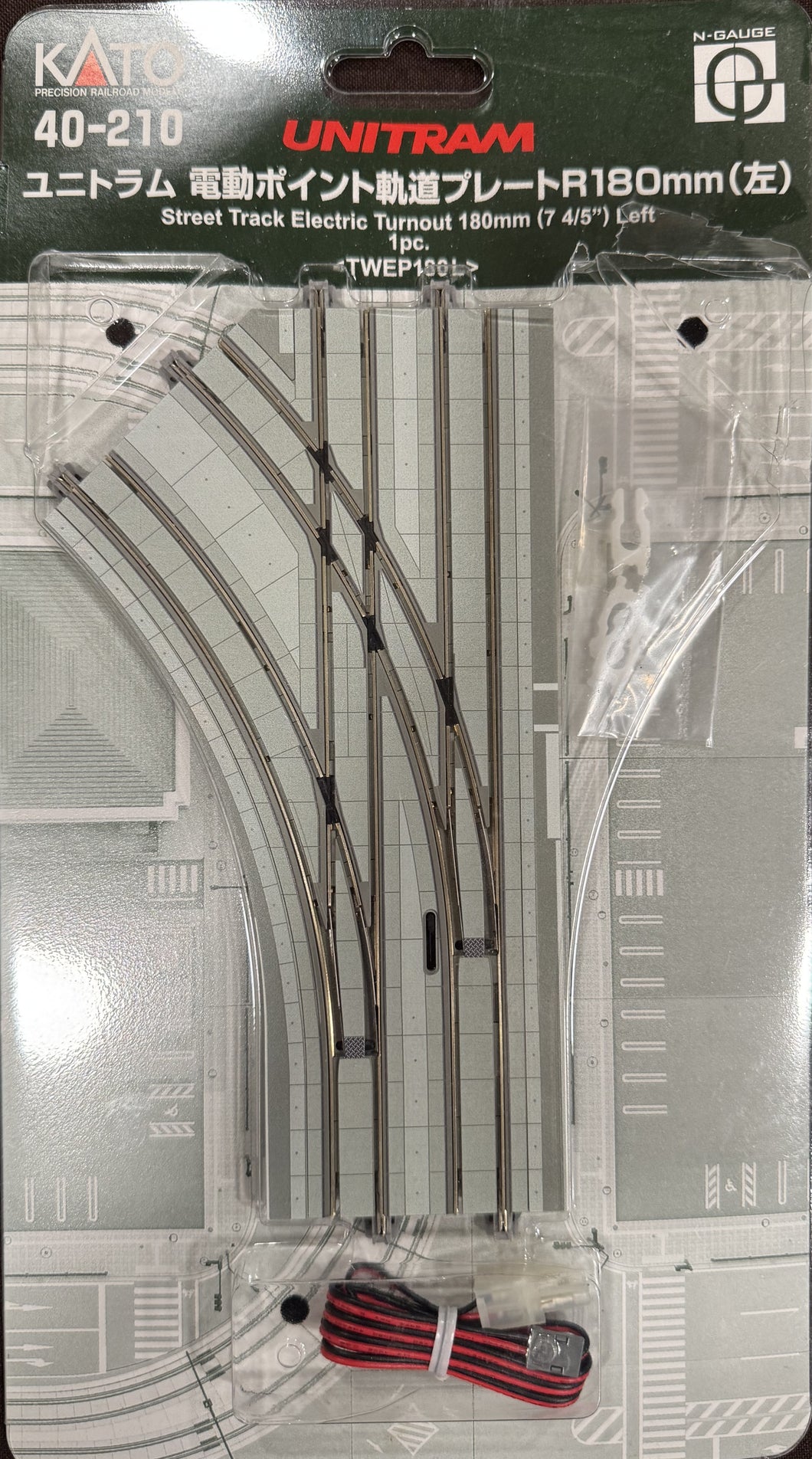 N - Kato 40-210 Unitram Street Track Electric Left Turnout 180 mm (7 4/5