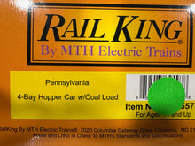 Load image into Gallery viewer, O Scale - MTH Railking 30-75573 Pennsylvania 4-Bay Hopper w/ Load #496587 O11159
