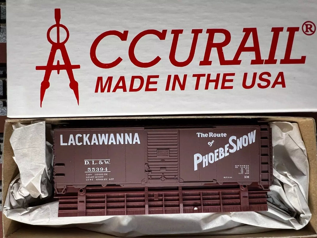 HO Scale - Accurail 3527 Lackawanna AAR 40' Steel Boxcar Kit DL&W55394 HO7106