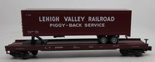 Load image into Gallery viewer, O - MTH Premier 20-90030C Lehigh Valley Flat Car w/ 40&#39; Trailer LV10038 O8961
