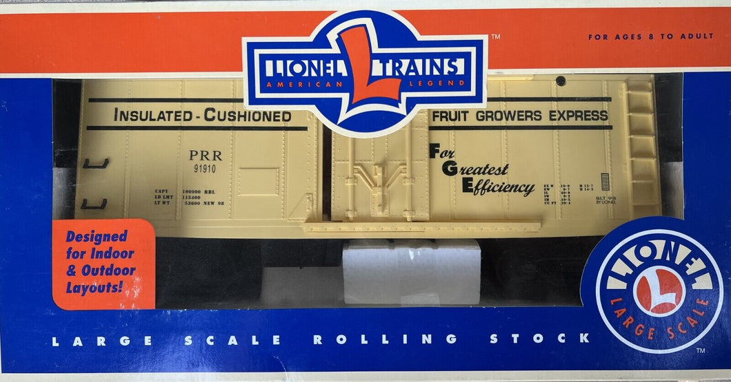 G Scale-Lionel 8-87110 Fruit Growers Express/PRR Refrigerated Car PRR91910 G8987
