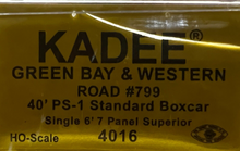 Load image into Gallery viewer, HO Scale - Kadee 4016 Green Bay &amp; Western 40&#39; Single Door Boxcar GBW799 HO9092

