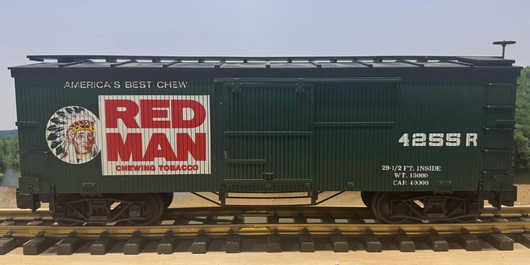 G Scale - Delton Red Man Chewing Tobacco 40' Wood Sheathed Boxcar 4255R G12327