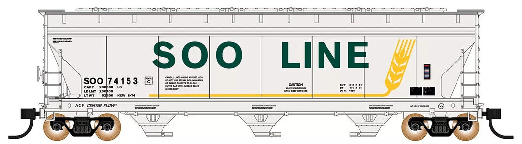 N- Intermountain 67056-23 Soo Line ACF 4650 3-Bay Covered Hopper SOO74211 N10799