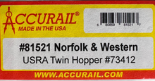 Load image into Gallery viewer, HO Scale - AccuRail 81521 Norfolk &amp; Western USRA Twin Hopper Kit #73412 HO8524
