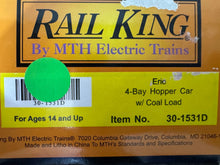 Load image into Gallery viewer, O Scale - MTH RailKing 30-1531D Erie 4-Bay Hopper w/ Load #39055 O11633
