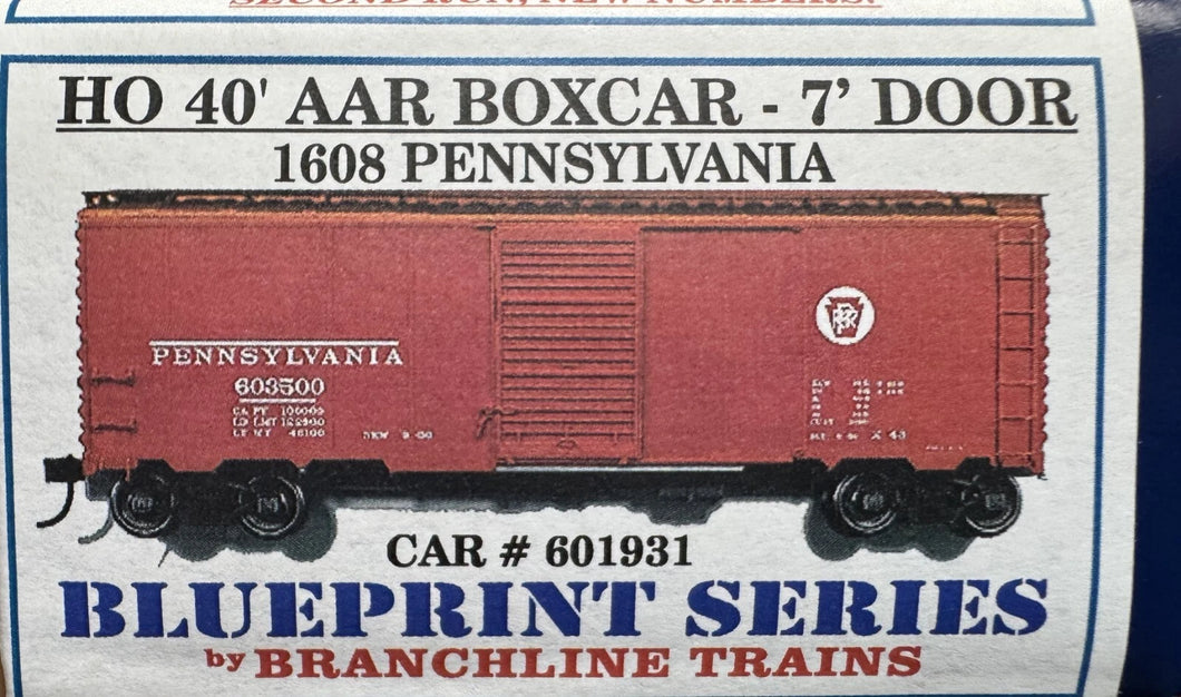 HO Scale - Branchline Trains 1608 Pennsylvania 40' Single Door Boxcar Kit #60183