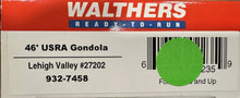 Load image into Gallery viewer, HO Scale - Walthers 932-7458 Lehigh Valley 46&#39; USRA Gondola LV27202 HO11158
