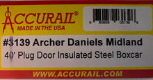Load image into Gallery viewer, HO - AccuRail Archer Daniels Midland 40&#39; Plug Door Steel Boxcar DANX7009 HO7124
