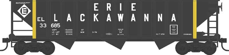 HO - Bowser 42917 Erie Lackawanna 70 Ton 12 Panel 3-Bay Hopper EL33676 HO12079