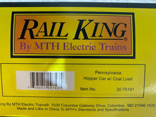 Load image into Gallery viewer, O Scale - MTH RailKing 30-75191 Pennsylvania Hopper w/ Coal Load 185385 O5023
