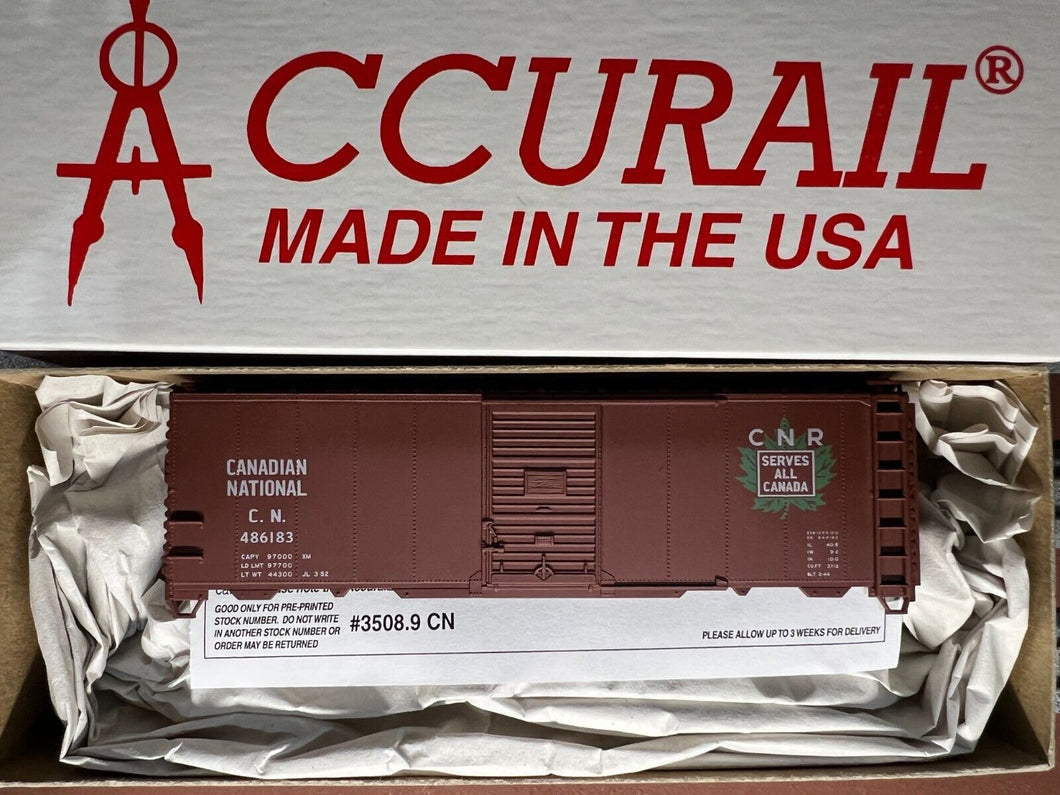 HO Scale - AccuRail 35089 Canadian National AAR40' Steel Boxcar CN486183 HO7687
