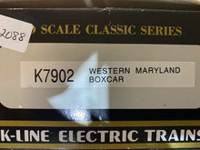 Load image into Gallery viewer, O Scale- K-Line K7902 Western Maryland Single Door &quot;Scale&quot; Boxcar WM 7902 O2089
