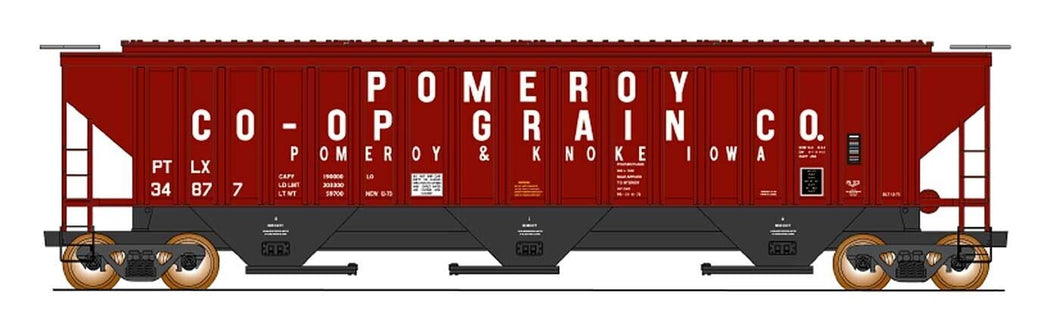 N - Intermountain Pomeroy Co-op Grain 4750 3-Bay Covered Hopper PTLX34882 N6933